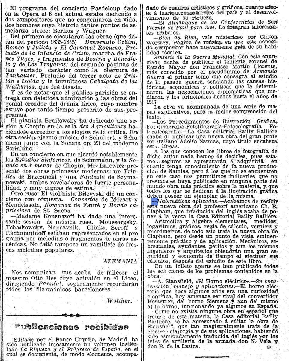 1920-11-19_Reseña_de_Matemáticas_Aplicadas_de_Ch._B._Clapham